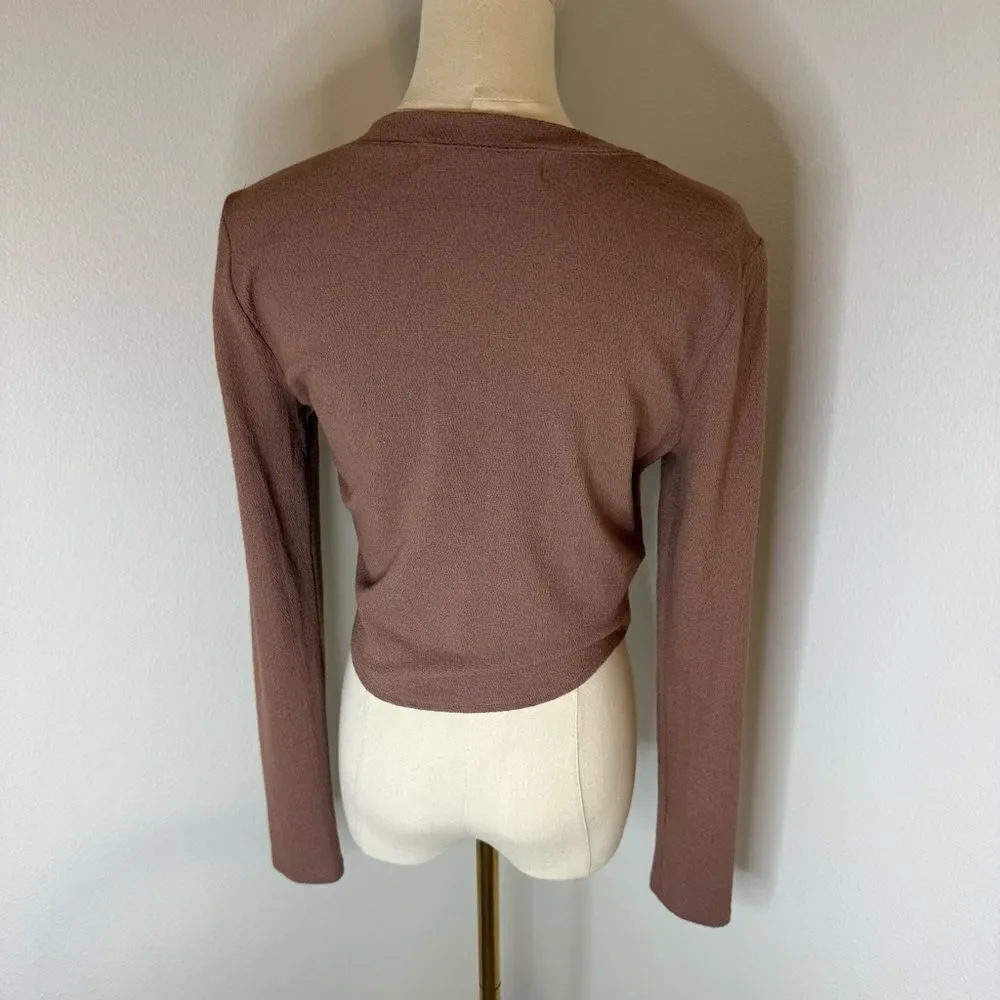 [Free People Beach] Brown Knotted Long Sleeve Top - Size Medium